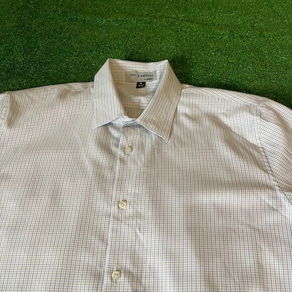 Doc & Amelia by Cintas Long Sleeve Button Down Blue Grey Plaid Shirt Size M - Picture 5 of 11